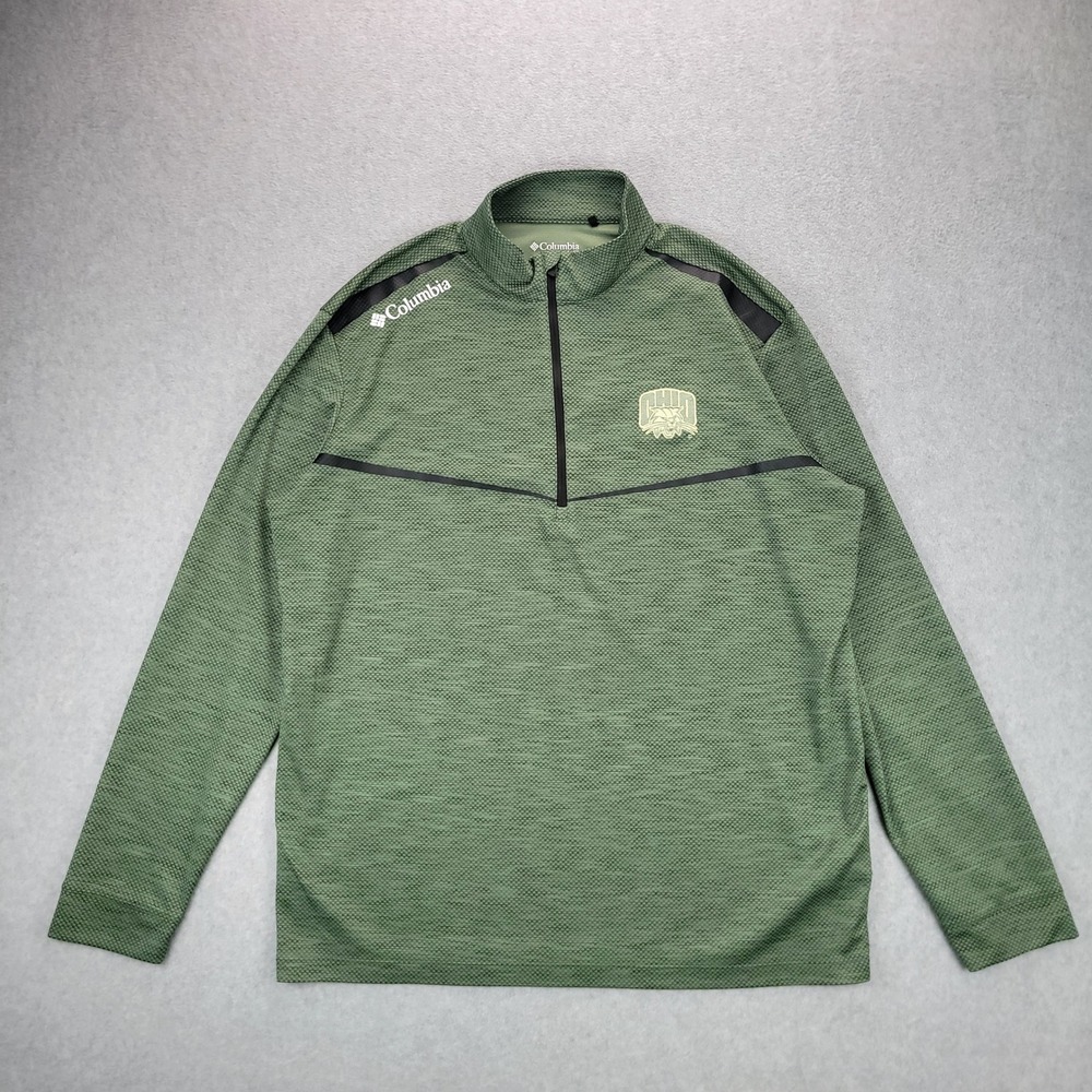 Columbia Pullover Mens Large Green Ohio Bobcats Quarter Zip Textured RN 138859 - Picture 2 of 12